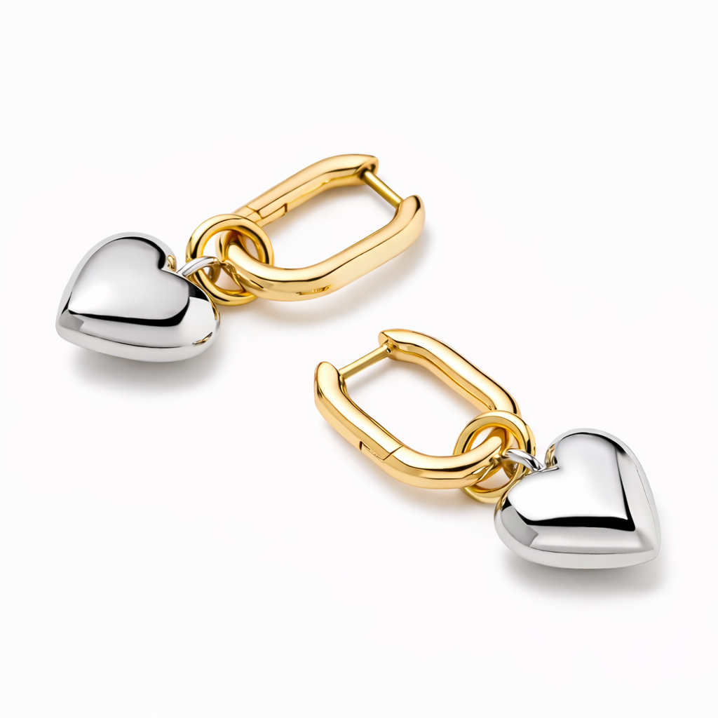 Two-Tone Heart Earrings