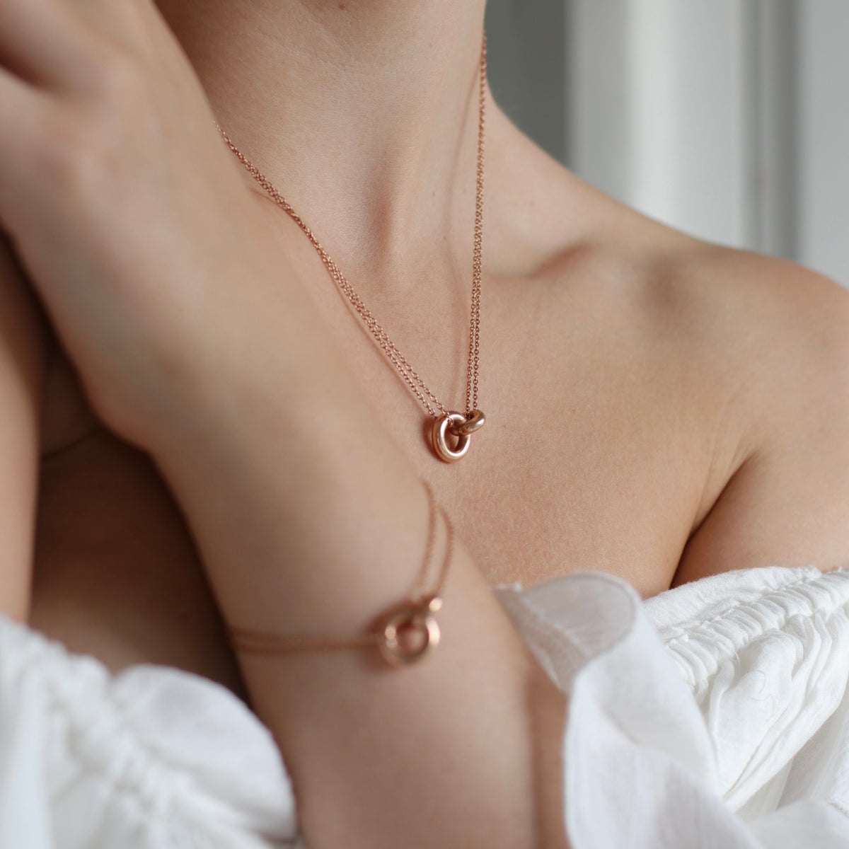 Rose Gold Unity Ring Necklace