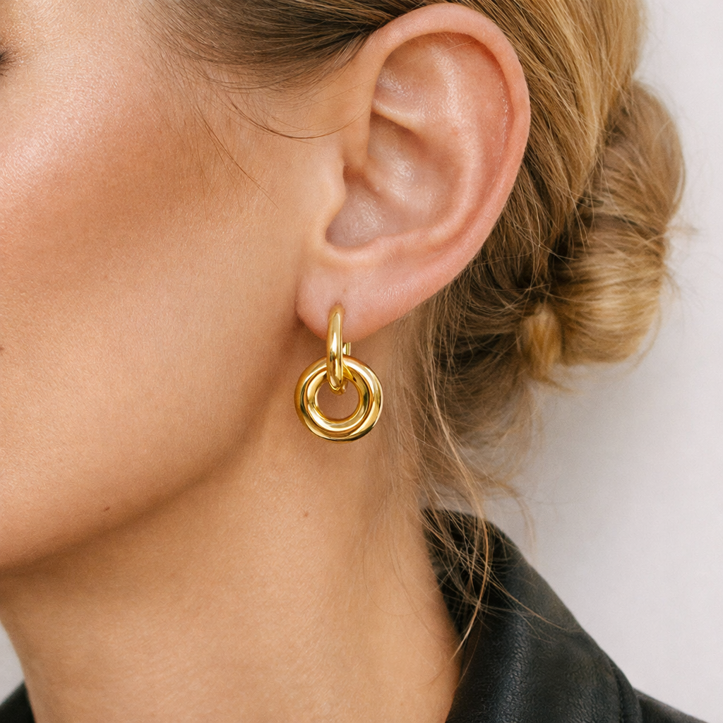 Gold Unity Ring Earring
