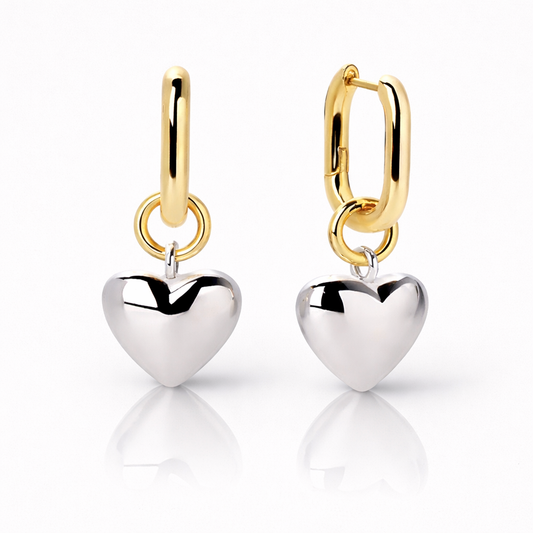 Two-Tone Heart Earrings